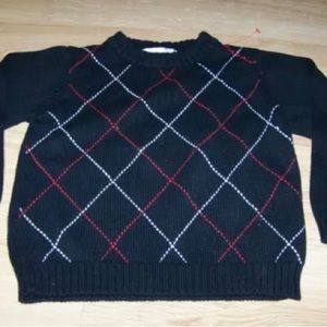 Boy's Size 4-5 Years Strasburg Black Red White Argyle Diamond Winter Sweater EUC